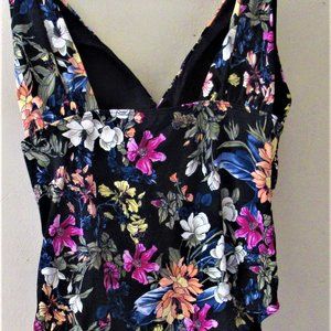 TIME and TRU Wonderland Swimsuit and Cover Up Black Floral Stunning 2X 20-22